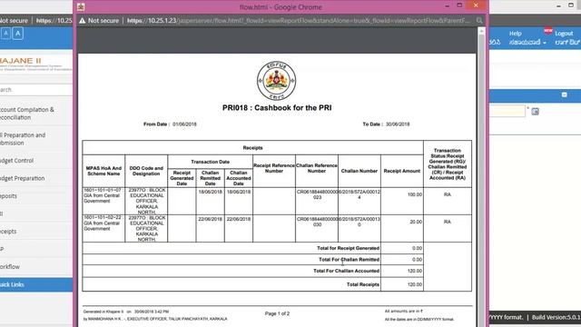CCO  generating cash book in CAO Level Khajane-2 PRI
