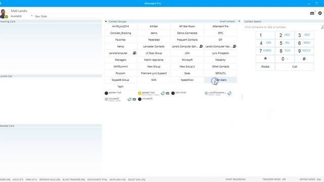 Skype for Business Attendant Console (Lync) Training: Contact Groups Panel