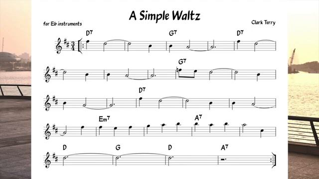 Simple Waltz (Clark Terry) Backing track   score for Eb alto instruments(360P)