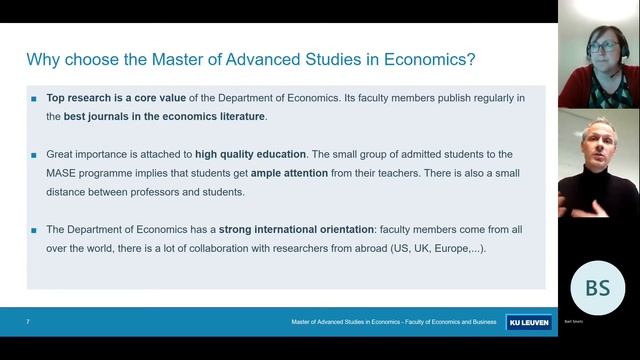 Master of Advanced Studies in Economics - Online Open Day - 1 December 2021
