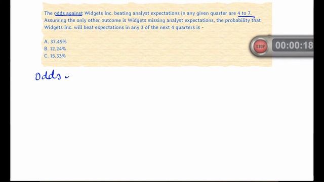 CFA Level 1 SS02 Solved Problem - Quantitative Methods - Statistics & Probability