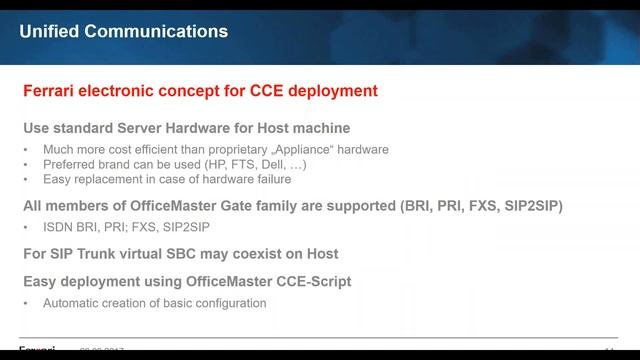 Ferrari electronic Webinar: OfficeMaster CCE Scripts Skype for Business