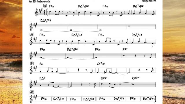 Sunshower Barron in the style of Stan Getz Backing track score for Eb alto instruments_270p_360p