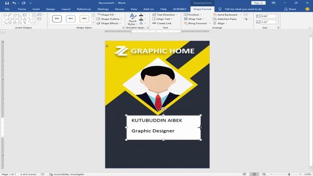 How to create abstract Company Identity Card Template in Microsoft Word