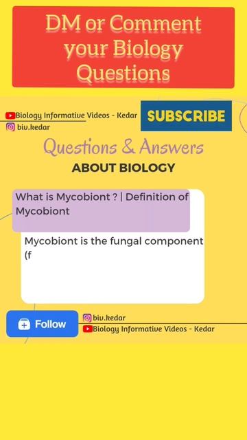 What is Mycobiont ? | Definition of Mycobiont #shorts #lichen #algae #fungi #biology #bivkedar