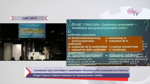 Dragan Popović. Standards and conformity assessment relevance for Consumer Electronics