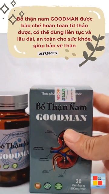 Bổ thận nam GOODMAN - Tăng cường chức năng sinh lý nam - Tráng dương bổ thận - Hộp 30 viên