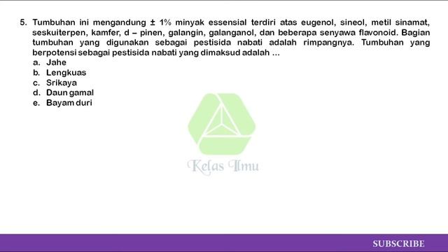 LATIHAN SOAL SKB POPT SESUAI KISI-KISI TERBARU DARI PERMENPANRB PESTISIDA NABATI PADA TANAMAN PANGA