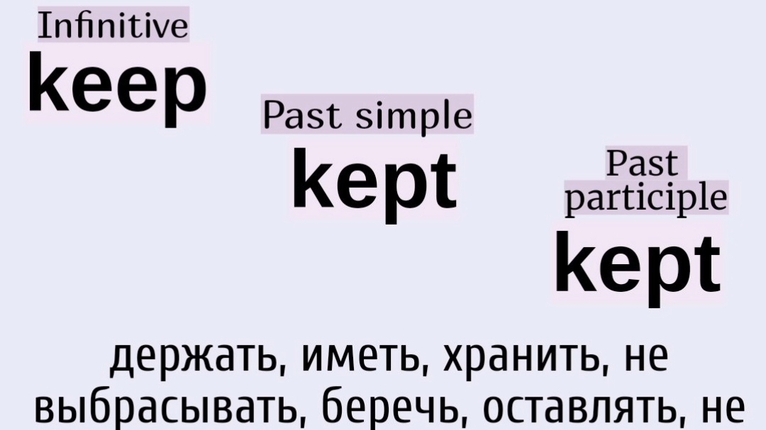 Неправильные глаголы в примерах👉keep, kept, kept