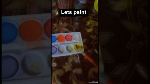 Cute night painting for beginners . With blue, red ,orange ,yellow and black poster paints.