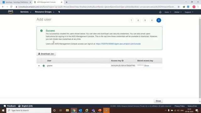 Chapter 19- How to setup Glacier Backup on Synology NAS