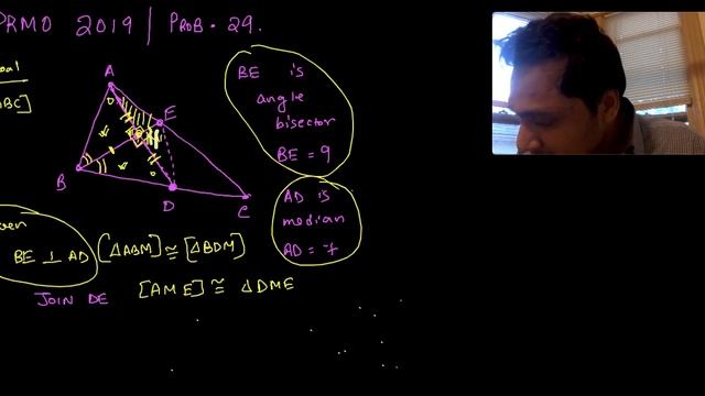 Median and Angle Bisector PRMO 2019