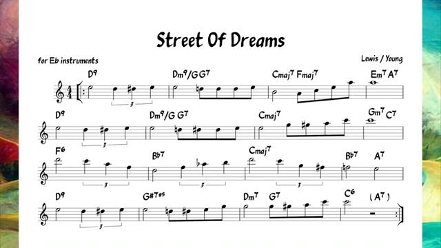 Street of Dreams Young Bossa Backing track score for Eb alto instruments_270p_360p