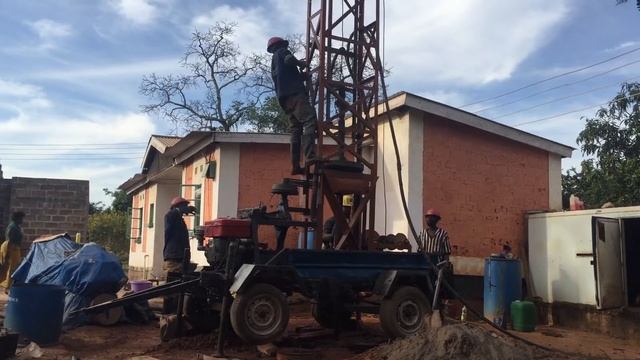 Borehole drilling using mud circulation rotary technique.