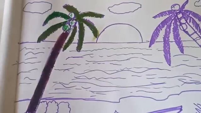How To Draw a Scenery of Sea Beach Step by step | Do Art