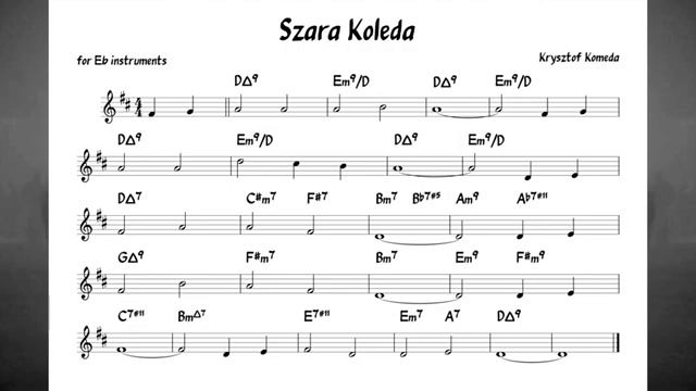Szara Koleda Komeda Backing track score for Eb alto instruments_270p_360p