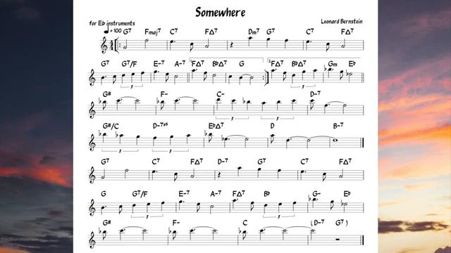 Somewhere (Bernstein) Backing track   score for Eb alto instruments(360P)