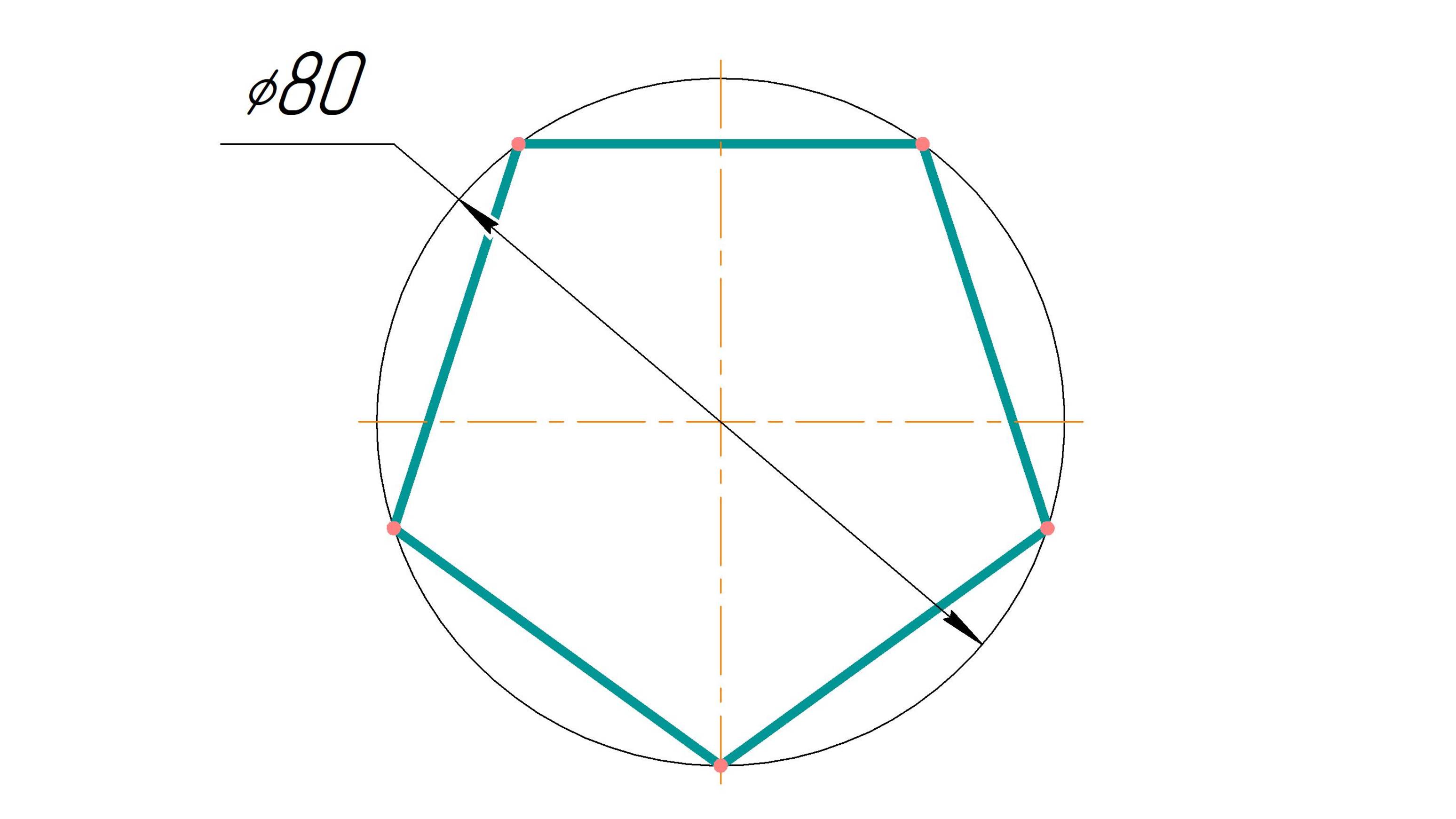 Пятиугольник │ Как построить пятиугольник с помощью линейки и циркуля