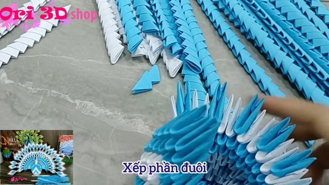 Hướng dẫn xếp Công xòe 18 đuôi Origami 3D - Tutorial New Peacock 3D Origami