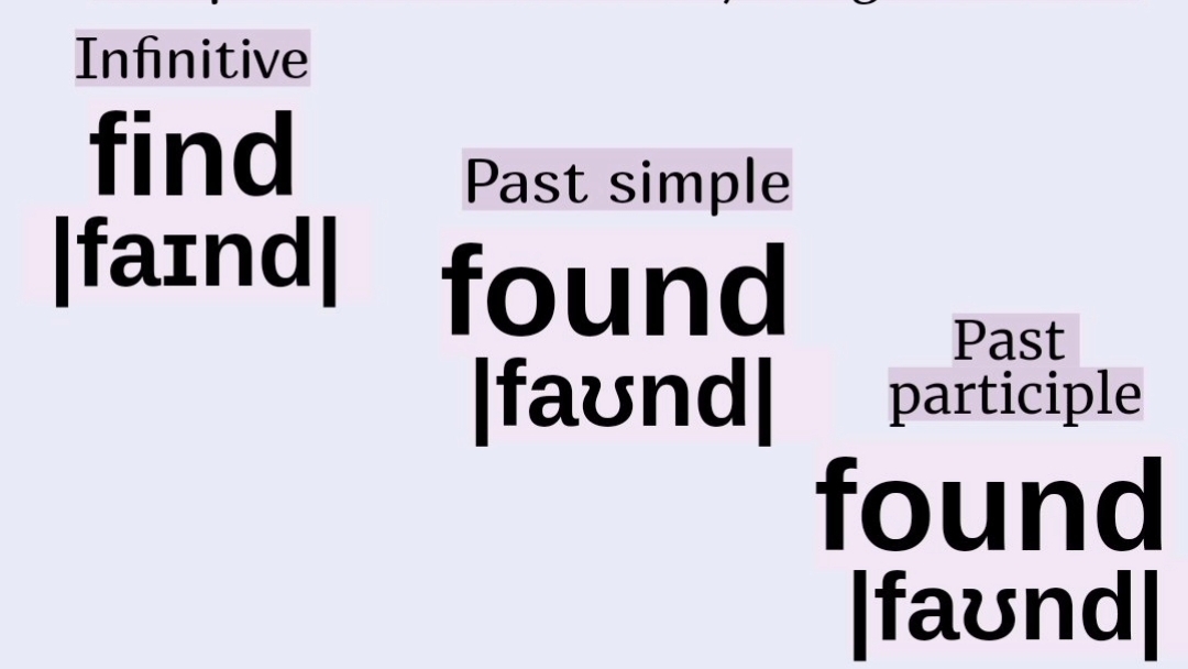 Неправильные глаголы в примерах👉find, found, found