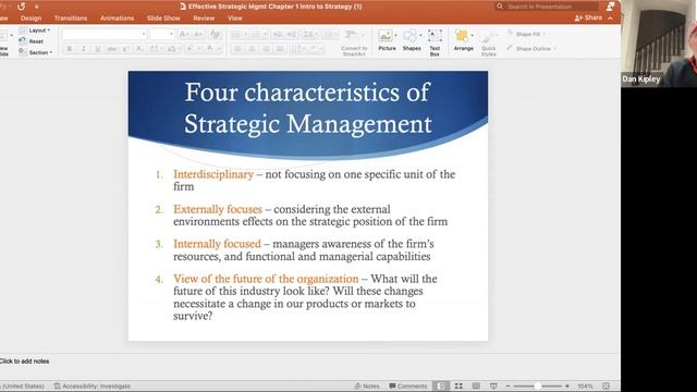 Zoom Lecture Nov 4th Intro to Strategy and External Environment