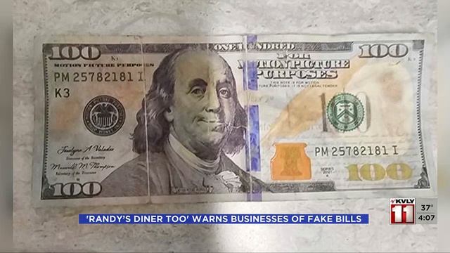 Randy’s Diner Too warning other business owners of fake bills   December 1