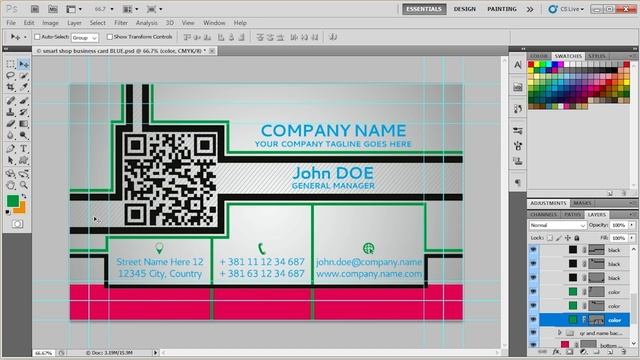 Lines & Squares Corporate Business Card Help - Editing with Photoshop