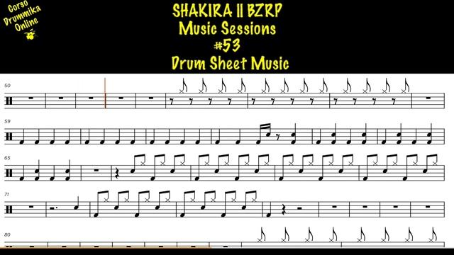 SHAKIRA || BZRP Music Sessions #53 DRUM TRANSCRIPTION DRUM SHEET MUSIC #1