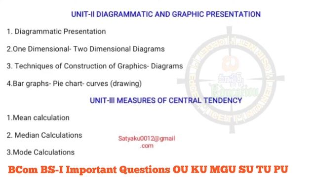 BCOM III SEMESTER IMPORTANT QUESTIONS BUSINESS STATISTICS -I OU KU MGU SU TU PU DEGREE SYLLABUS