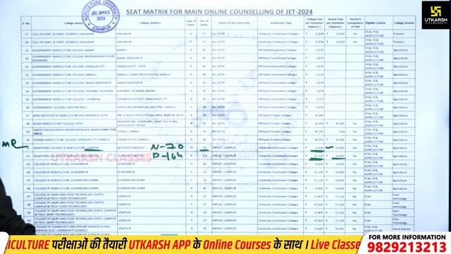 JET Top College In Rajasthan | JET college List 2024 | Utkarsh Agriculture Classes | Gyarsi Lal Sir