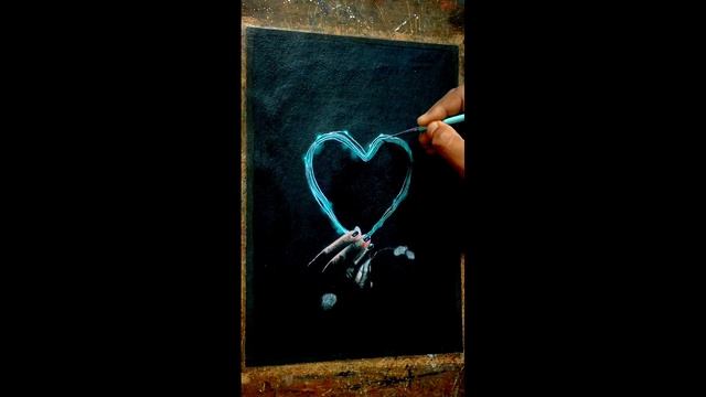 Valentine's day special painting / Neon light love heart hand / Acrylic painting ||| Anup Majumdar