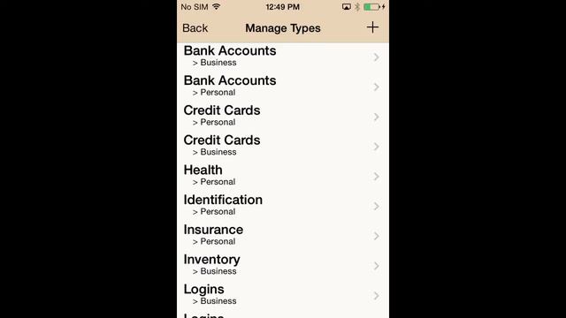 Using Categories and Types in DataVault for iOS