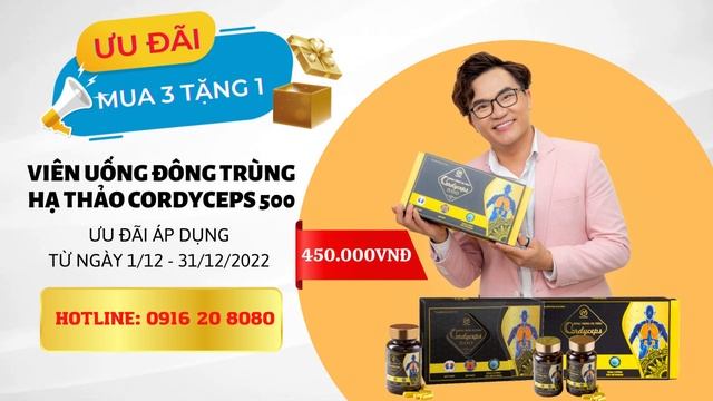 Khuyến Mãi Viên uống Đông Trùng Hạ Thảo Cordyceps 500