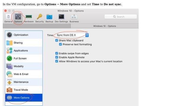 Apple: Parallels Desktop 12 - Disable Time Sync