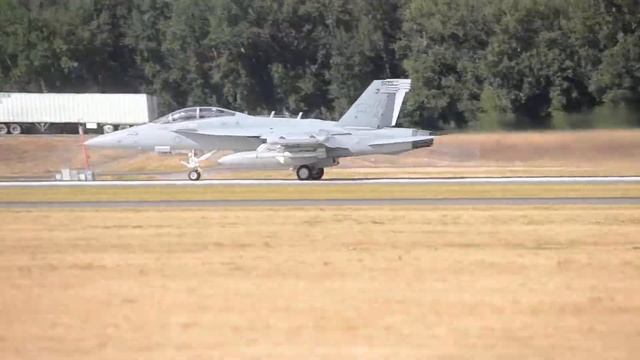 2 US Navy Boeing EA-18G Growlers VAQ-139 'Cougars" Takeoff From PDX