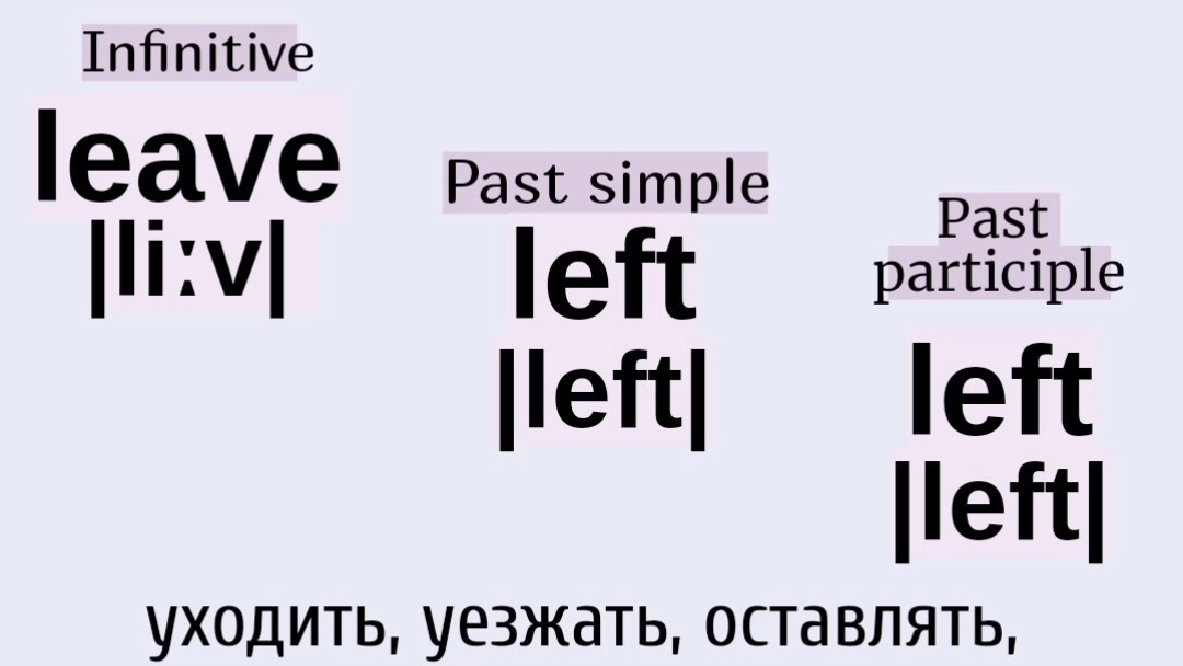 Неправильные глаголы в примерах👉leave, left, left