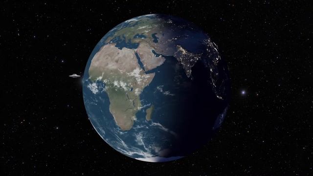 UFO loops around the earth animation