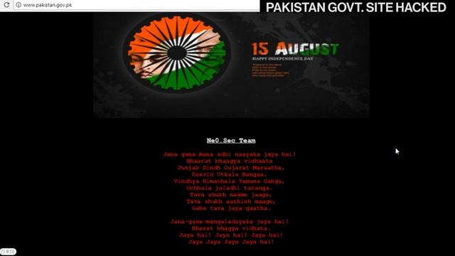 pakistan.gov.pk WEBSITE HACKED | ne0 h4ck3r played INDIAN NATIONAL ANTHEM on it