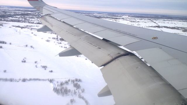 Борт А-320 П. Беляев VQ-BSH SU1470 SVO-NJC. Посадка и руление в Нижневартовске. -4С. 09.03.16