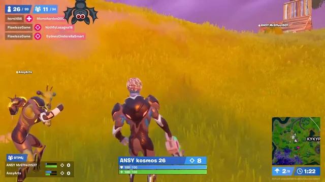 Топ-1 с 12 киллами от kosmos в Trio ★ Клан ANSY со скином Кимера ★ Fortnite