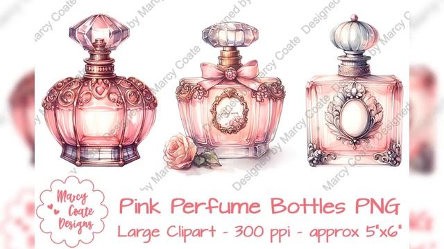 Pink Perfume Bottles Clipart #coquette #coquetteaesthetic #printondemand