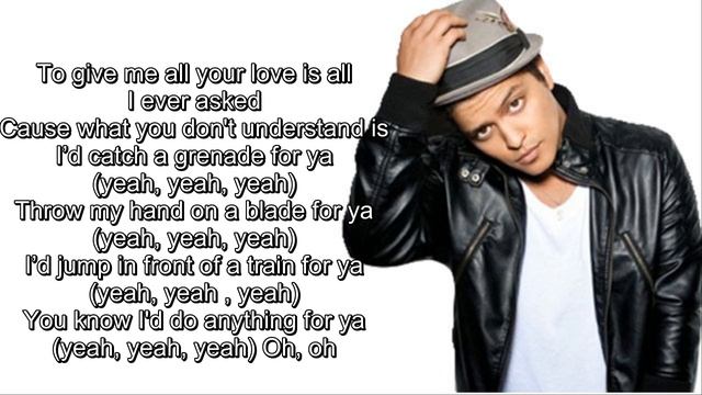 Bruno Mars - Grenade ( Lyrics + Pictures )