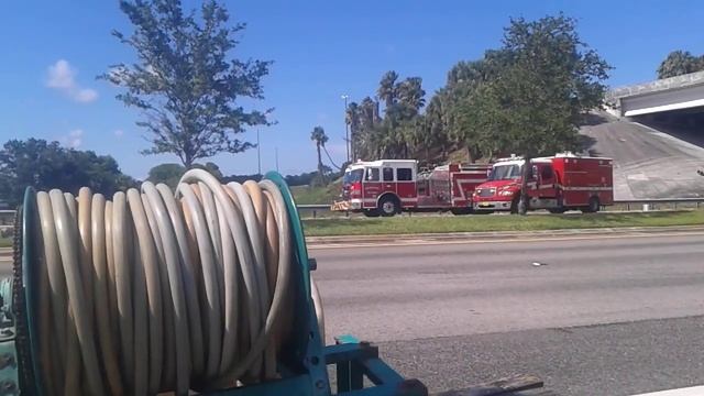 PBCFR TANKER 14 AND RESCUE 19 TAKING UP FROM A BRUSH FIRE IN JUPITER.