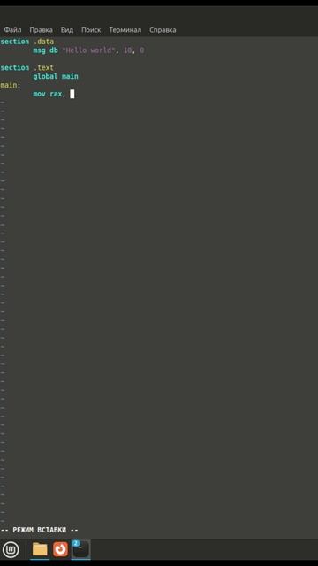 Hello world на ассемблере