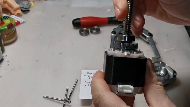 3D printer - how change bearings in stepper motor with integrated lead screw