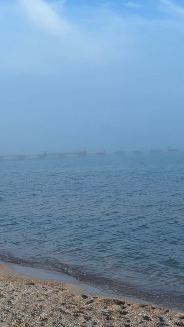 Туман с моря на центральном пляже #крым 2025 #евпатория #море #пляж