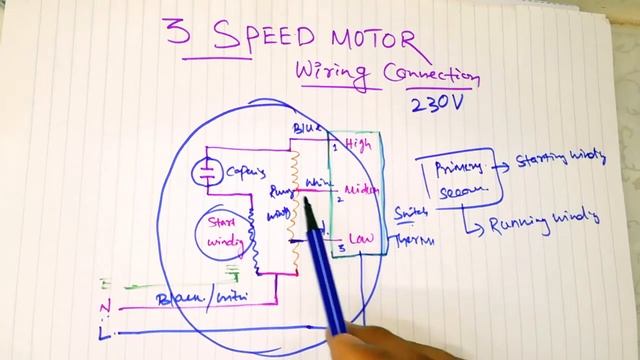 3 Speed AC Motor wiring and Connection with Diagram in Hindi || 230v motor Connection with Demo ⚡🔧