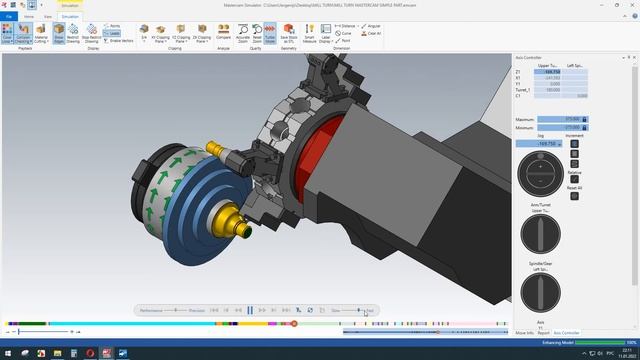 ТОЛЬКО ВИДЕО! Симуляция в модуле Токарно - фрезерной обработки в MasterCAM 2022