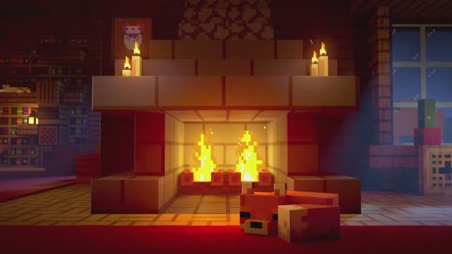 Minecraft Soothing Scenes – Relaxing Fireplace