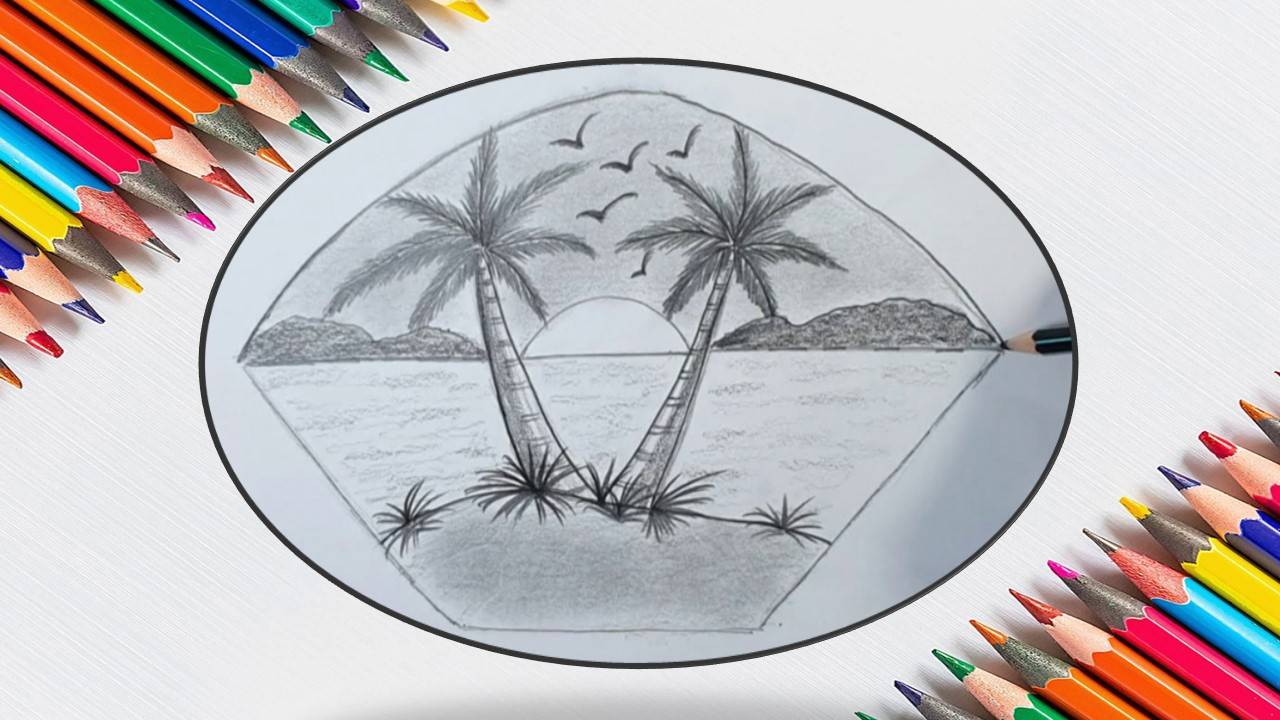 Как нарисовать пляж и пальмы?